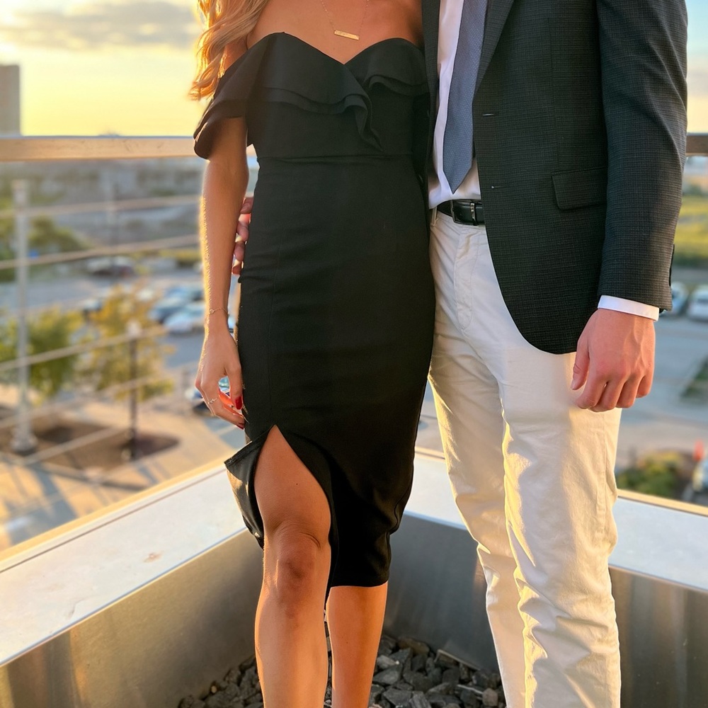 Hello Molly black wedding guest dress